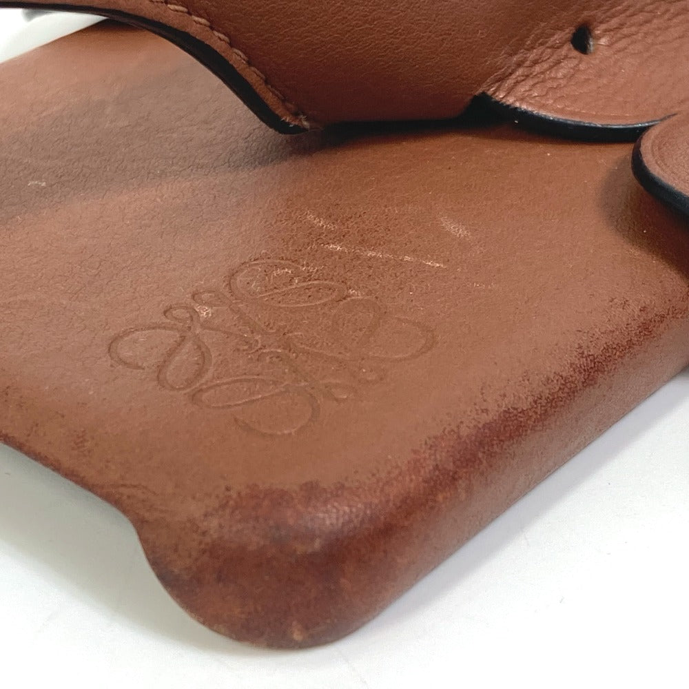LOEWE Smartphone case leather Brown Phone case iPhone Case Shoulder Strap Women Used Authentic