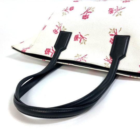 LOEWE Tote Bag Canvas / leather white Flower pattern Shoulder Bag Women Used Authentic