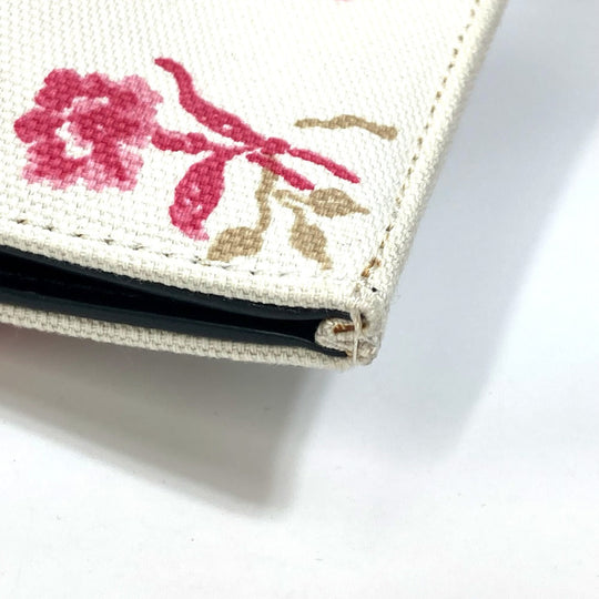 LOEWE Tote Bag Canvas / leather white Flower pattern Shoulder Bag Women Used Authentic