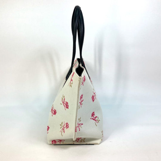 LOEWE Tote Bag Canvas / leather white Flower pattern Shoulder Bag Women Used Authentic