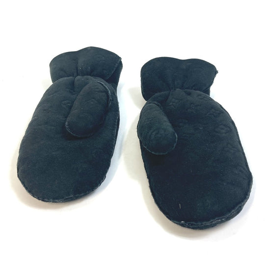LOUIS VUITTON Glove M76454 Lamb leather black Monogram Muff shearling lamb shearling Women Used Authentic