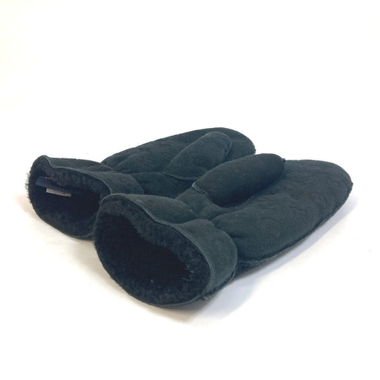 LOUIS VUITTON Glove M76454 Lamb leather black Monogram Muff shearling lamb shearling Women Used Authentic