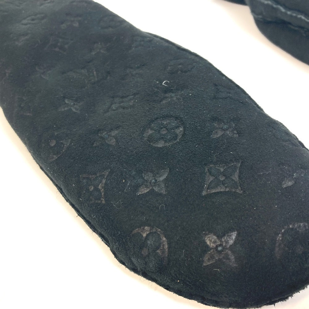 LOUIS VUITTON Glove M76454 Lamb leather black Monogram Muff shearling lamb shearling Women Used Authentic