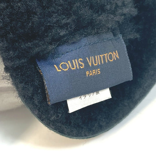LOUIS VUITTON Glove M76454 Lamb leather black Monogram Muff shearling lamb shearling Women Used Authentic