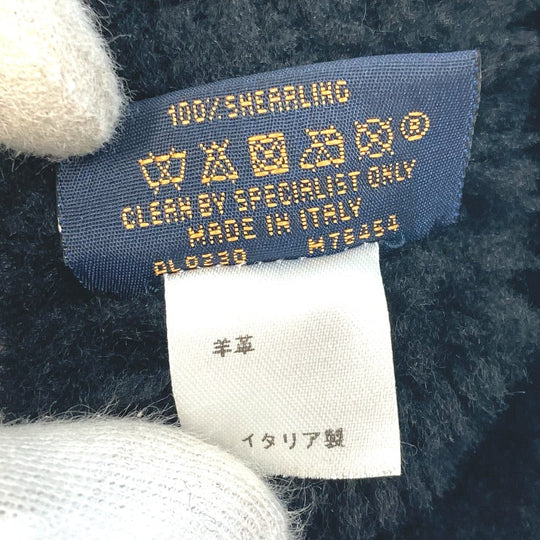 LOUIS VUITTON Glove M76454 Lamb leather black Monogram Muff shearling lamb shearling Women Used Authentic