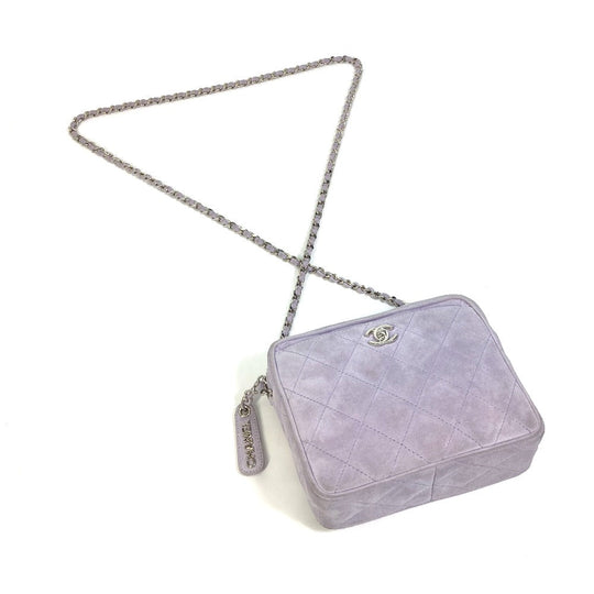 CHANEL Shoulder Bag suede purple CC COCO Mark Crossbody Mini matrasse Women Used Authentic