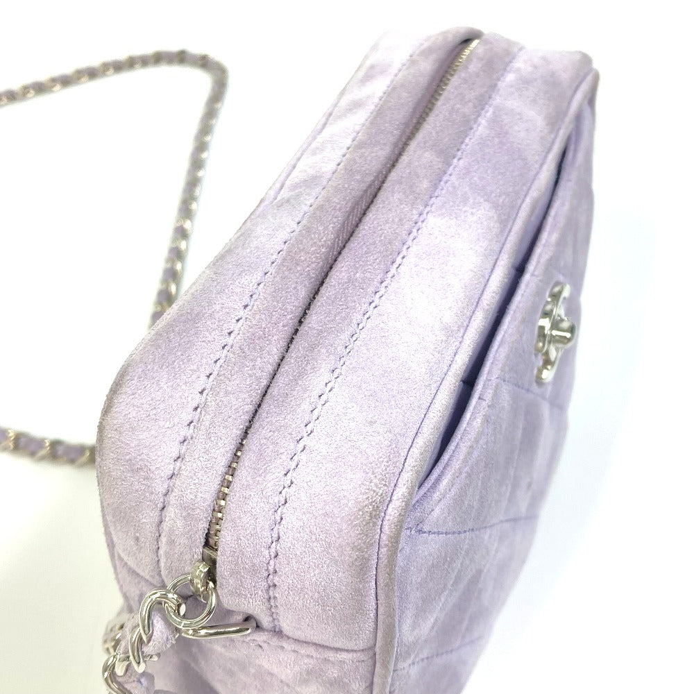 CHANEL Shoulder Bag suede purple CC COCO Mark Crossbody Mini matrasse Women Used Authentic