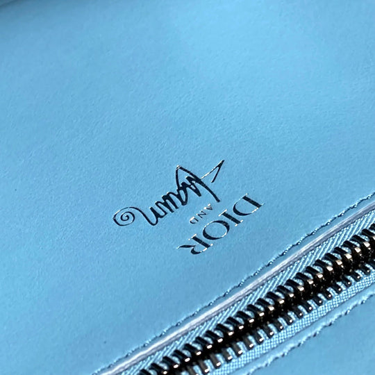 Dior Tote Bag leather blue logo Shawn Stussy collaboration mens Used Authentic