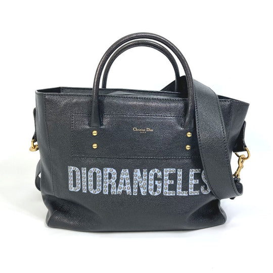 Christian Dior Tote Bag leather black DIORANGELS Shoulder Bag Shoulder Bag unisex(Unisex) Used Authentic