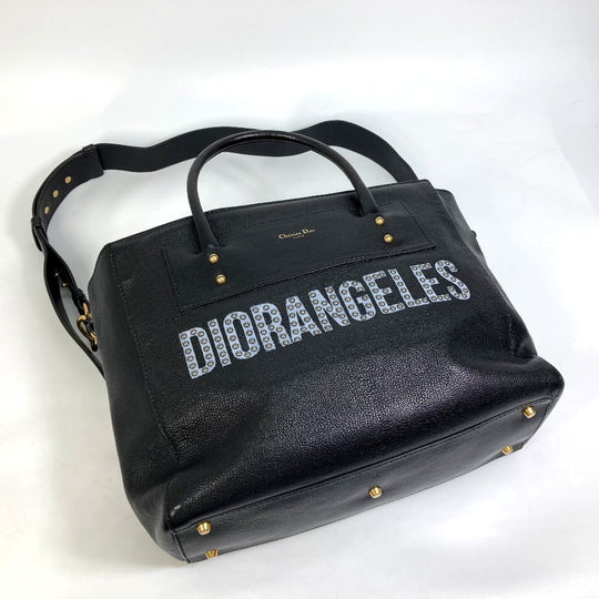 Christian Dior Tote Bag leather black DIORANGELS Shoulder Bag Shoulder Bag unisex(Unisex) Used Authentic