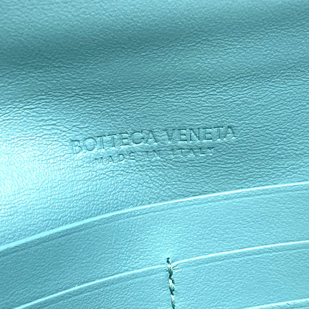 BOTTEGAVENETA Long Wallet Purse 629557 leather blue 2 fold long wallet Continental wallet Women Used Authentic