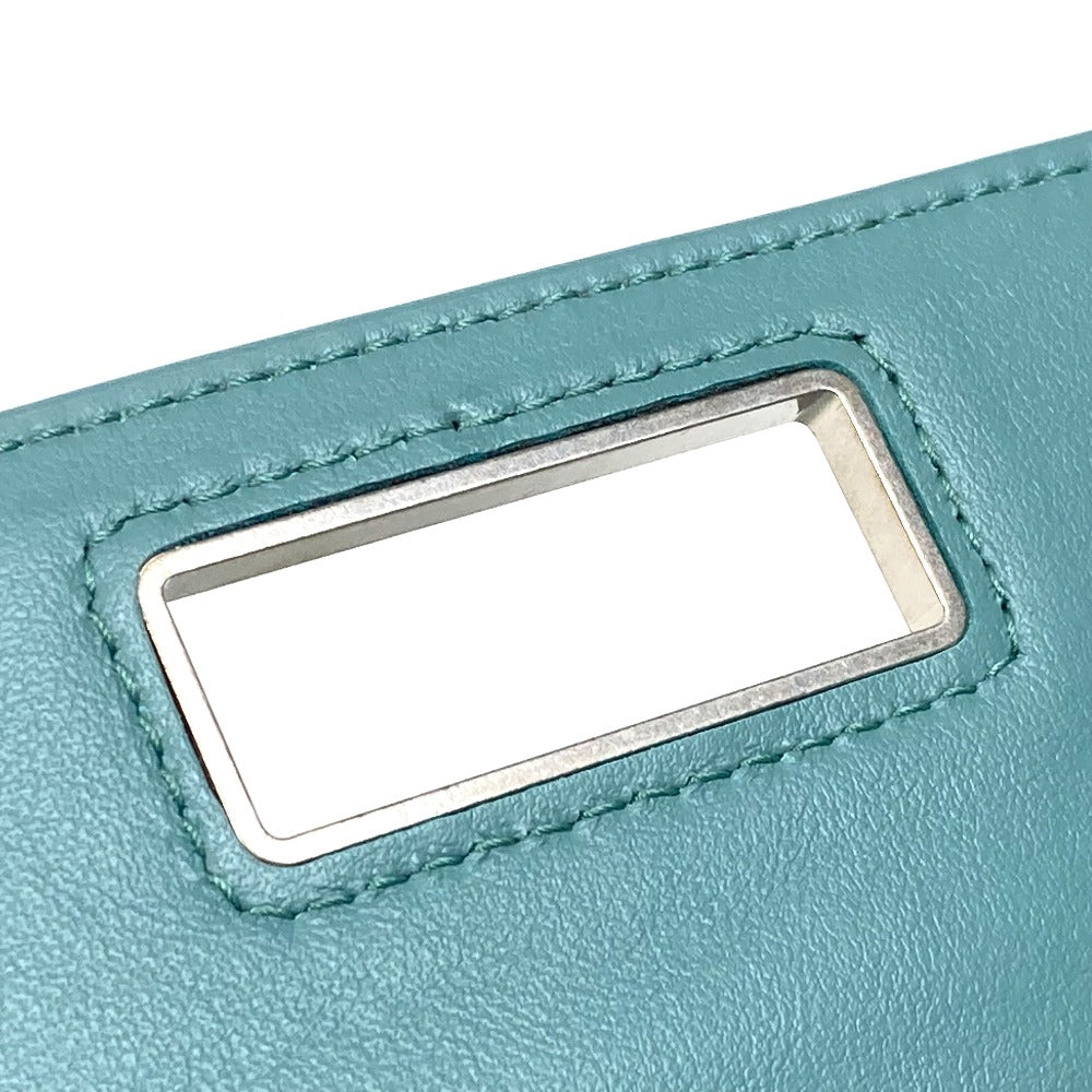 BOTTEGAVENETA Long Wallet Purse 629557 leather blue 2 fold long wallet Continental wallet Women Used Authentic