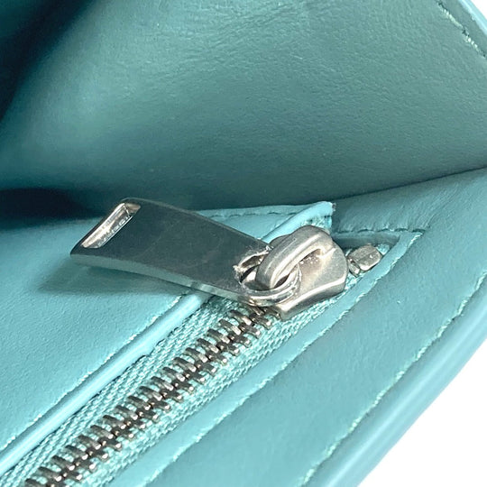 BOTTEGAVENETA Long Wallet Purse 629557 leather blue 2 fold long wallet Continental wallet Women Used Authentic