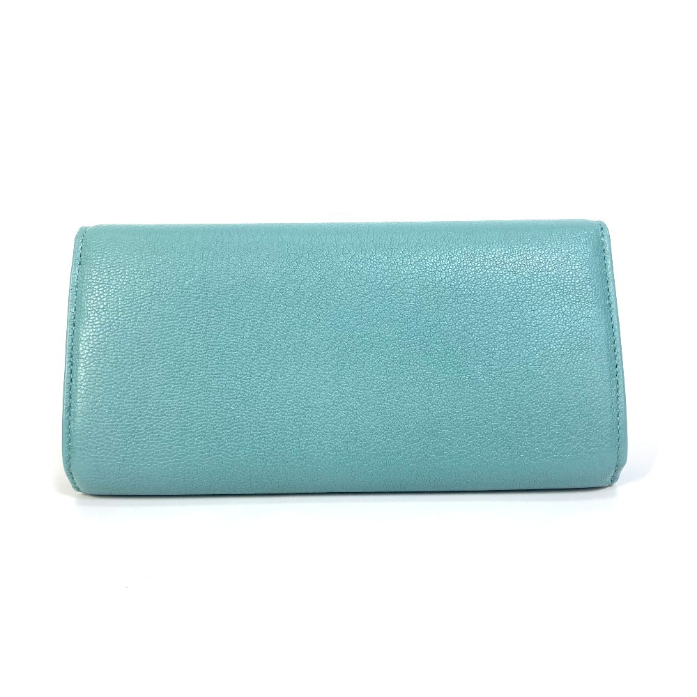 BOTTEGAVENETA Long Wallet Purse 629557 leather blue 2 fold long wallet Continental wallet Women Used Authentic