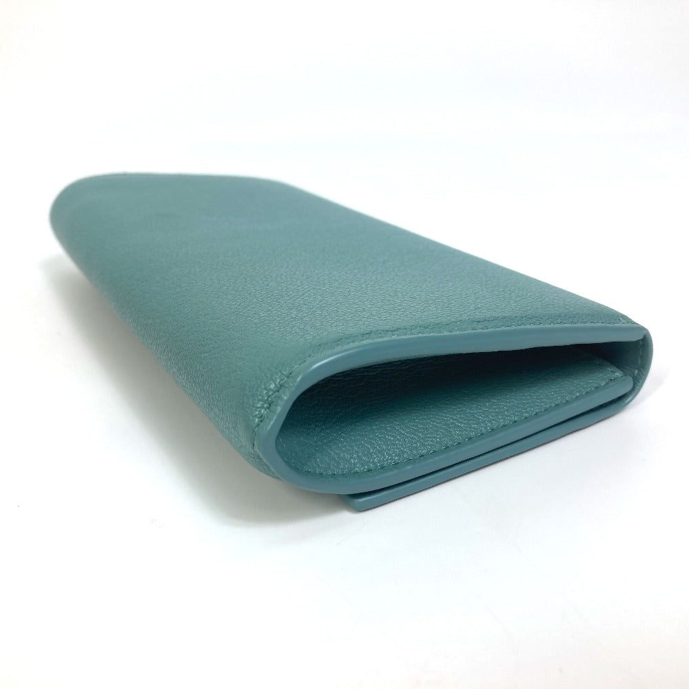 BOTTEGAVENETA Long Wallet Purse 629557 leather blue 2 fold long wallet Continental wallet Women Used Authentic