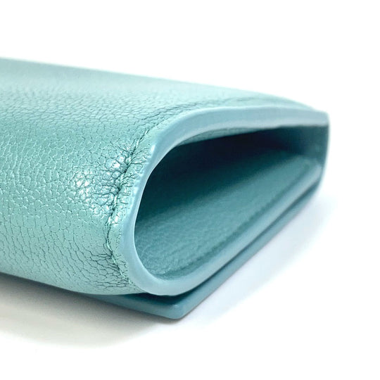 BOTTEGAVENETA Long Wallet Purse 629557 leather blue 2 fold long wallet Continental wallet Women Used Authentic