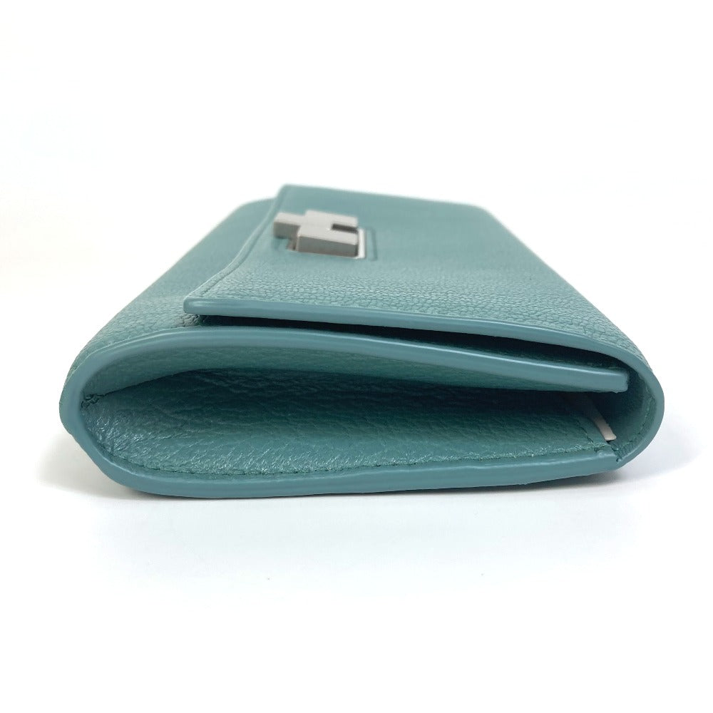 BOTTEGAVENETA Long Wallet Purse 629557 leather blue 2 fold long wallet Continental wallet Women Used Authentic