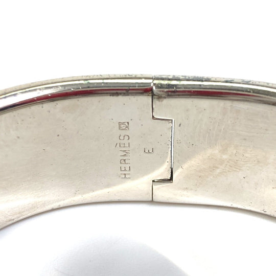 HERMES Bangle Metal, Enamel white H bangle Click Crack H GM Women Used Authentic
