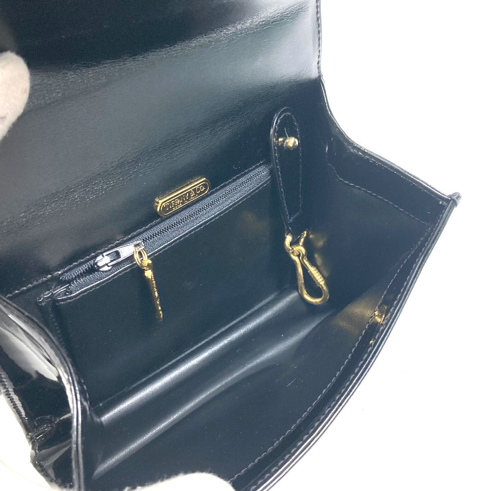 TIFFANY&Co. Handbag Patent leather black Circle logo Handbag Women Used Authentic