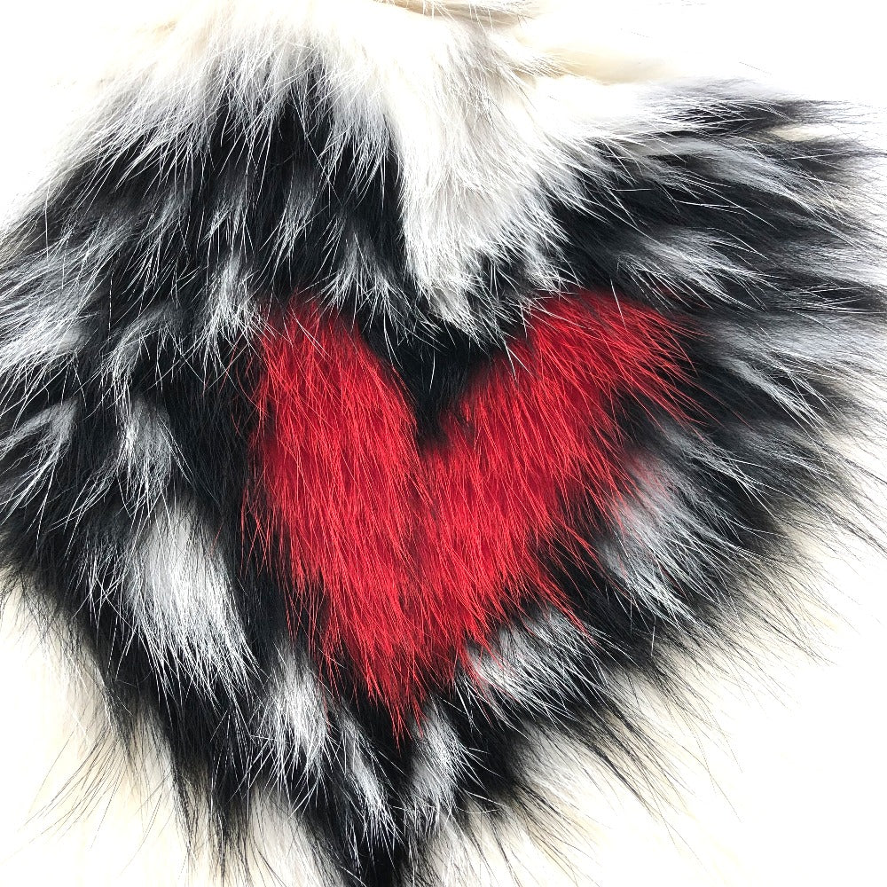 Dior Scarf 86FUR250I820 Nylon White / red / black heart scarf Women Used Authentic