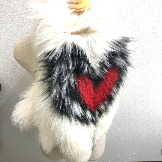 Dior Scarf 86FUR250I820 Nylon White / red / black heart scarf Women Used Authentic
