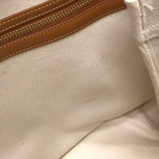 CELINE Tote Bag Canvas / leather white logo Tote Bag Women Used Authentic