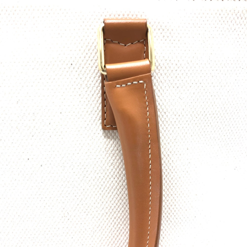 CELINE Tote Bag Canvas / leather white logo Tote Bag Women Used Authentic