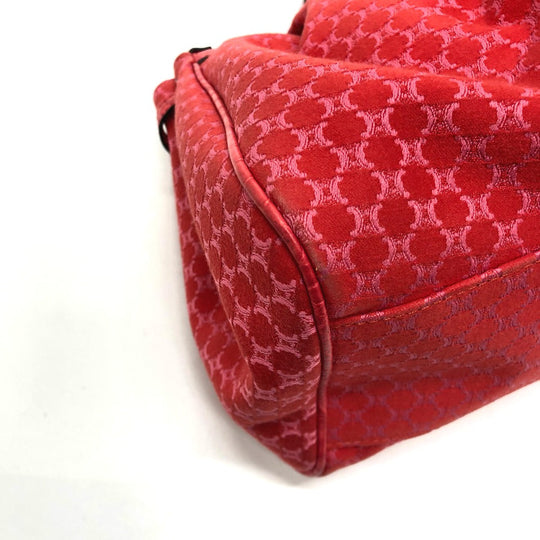CELINE Handbag Canvas / leather Red type Macadam Women Used Authentic