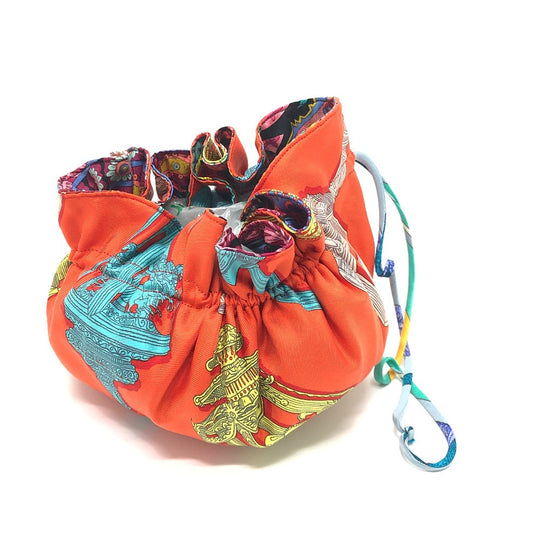 HERMES Pouch silk multicolor Overall handle Petit Ash