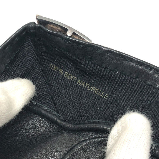 HERMES gloves leather Brown H logo Glove Women 7 Used Authentic
