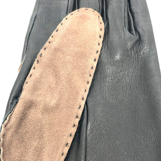 HERMES gloves leather Brown H logo Glove Women 7 Used Authentic