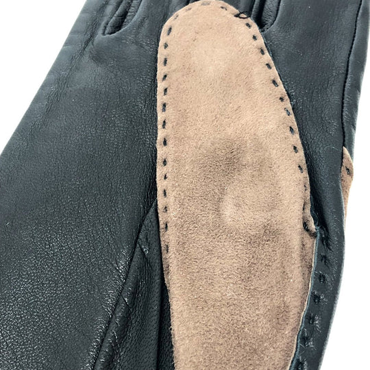 HERMES gloves leather Brown H logo Glove Women 7 Used Authentic