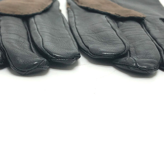 HERMES gloves leather Brown H logo Glove Women 7 Used Authentic