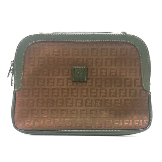 FENDI Shoulder Bag Canvas / leather Brown Zucchino Shoulder Bag