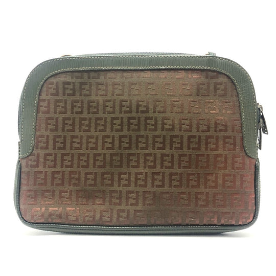 FENDI Shoulder Bag Canvas / leather Brown Zucchino Shoulder Bag