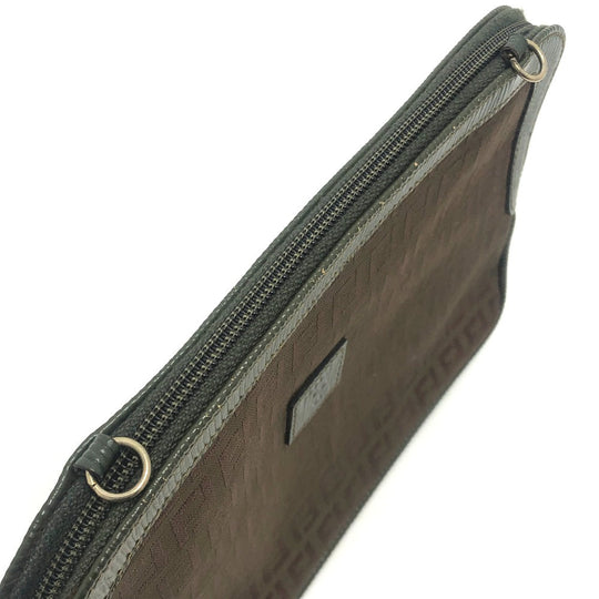 FENDI Shoulder Bag Canvas / leather Brown Zucchino Shoulder Bag