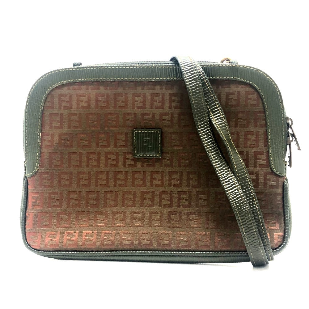 FENDI Shoulder Bag Canvas / leather Brown Zucchino Shoulder Bag
