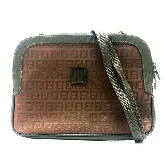 FENDI Shoulder Bag Canvas / leather Brown Zucchino Shoulder Bag
