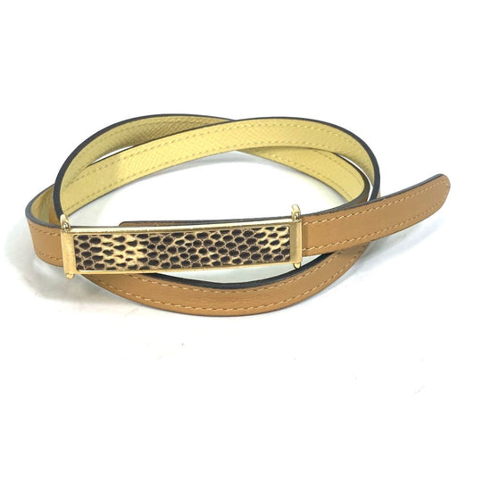 HERMES belt leather yellow Thin belt Women 70 Used Authentic