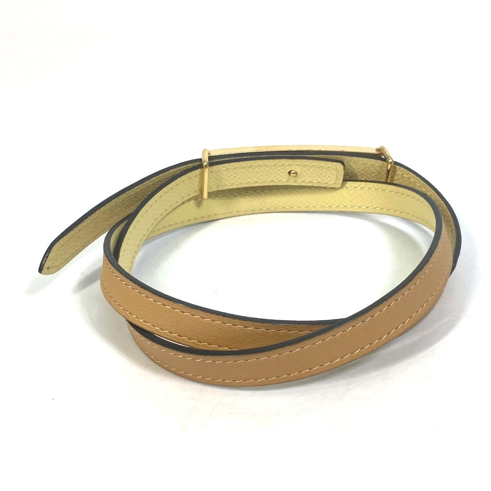 HERMES belt leather yellow Thin belt Women 70 Used Authentic