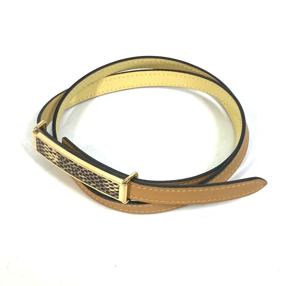HERMES belt leather yellow Thin belt Women 70 Used Authentic