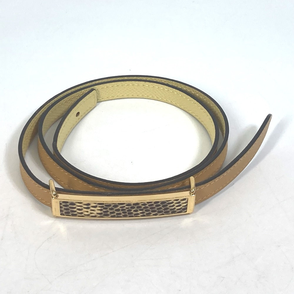 HERMES belt leather yellow Thin belt Women 70 Used Authentic