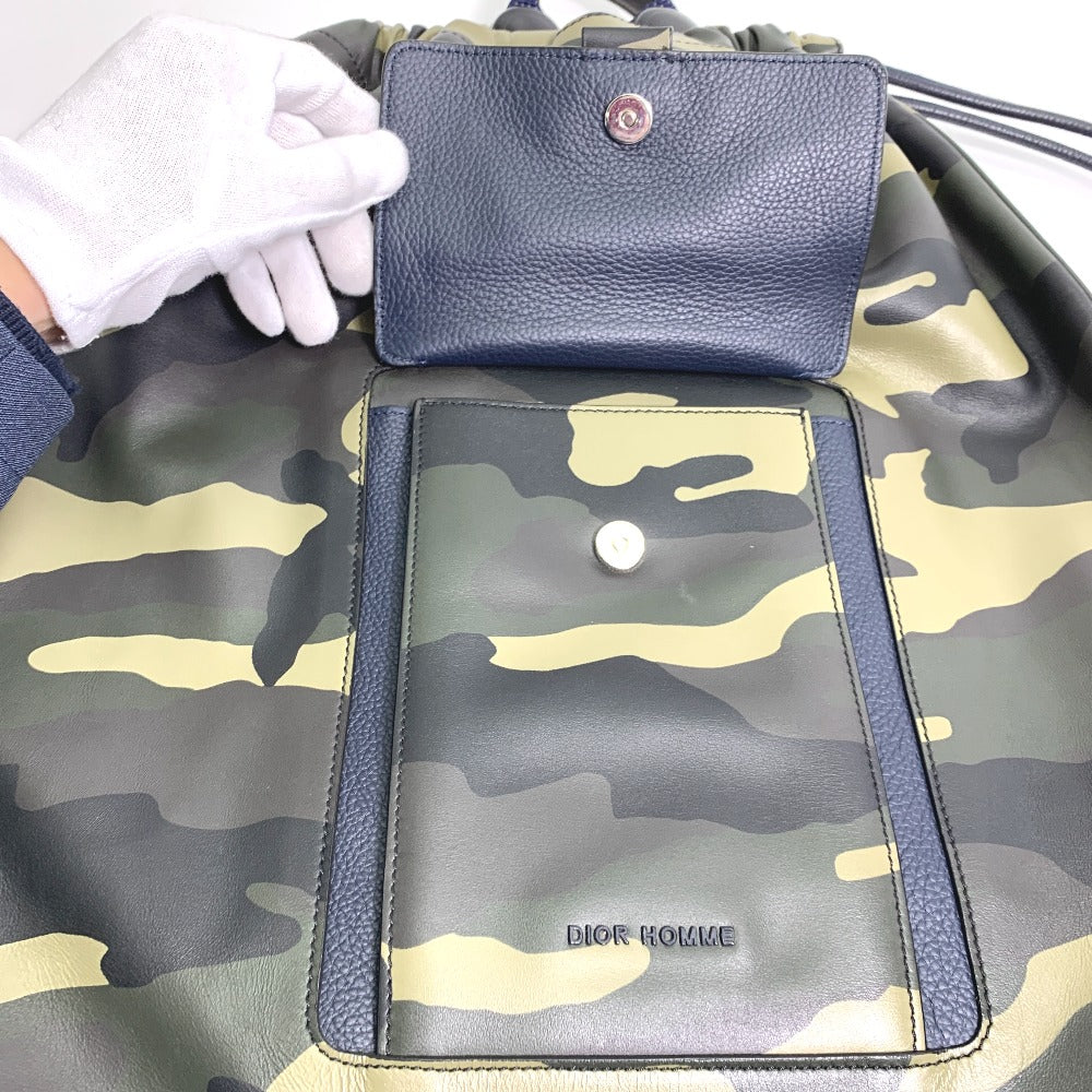 DIOR HOMME Backpack leather green Camouflage camouflage Backpack mens Used Authentic