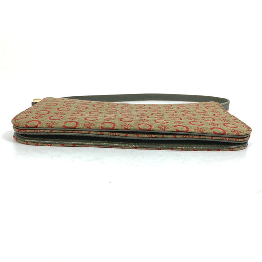 CELINE Accessory pouch Canvas / leather Red C Macadam Handbag Women Used Authentic