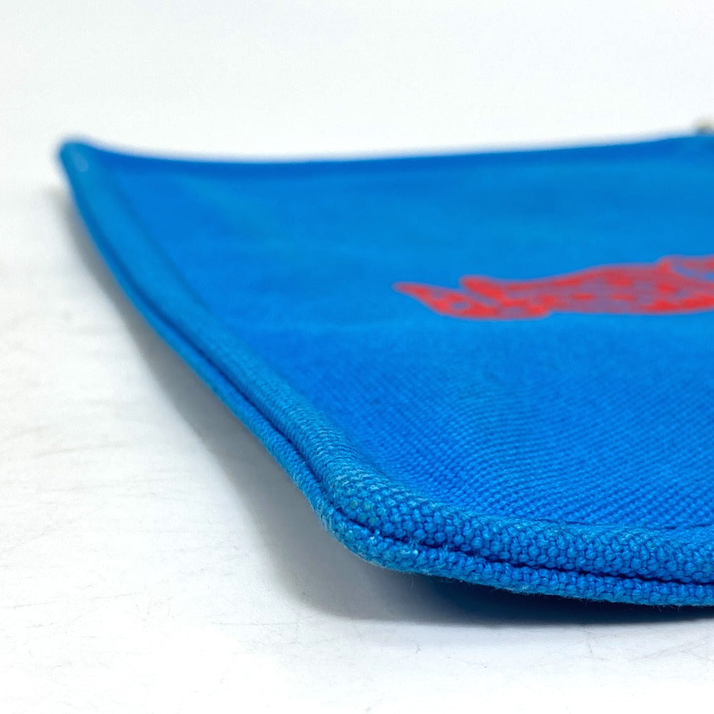 HERMES Pouch canvas Blue x red The King of Cats MITSOU Mitsu Cat Pouch Women Used Authentic
