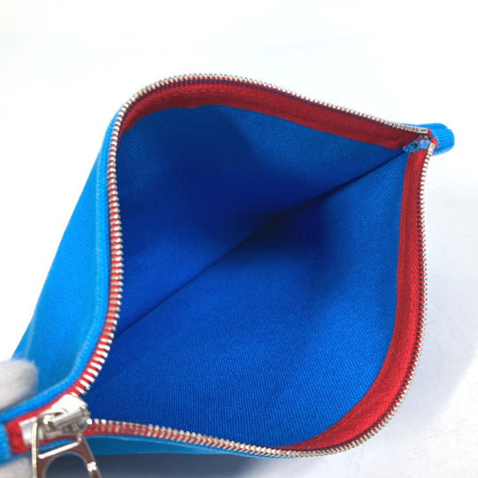 HERMES Pouch canvas Blue x red The King of Cats MITSOU Mitsu Cat Pouch Women Used Authentic