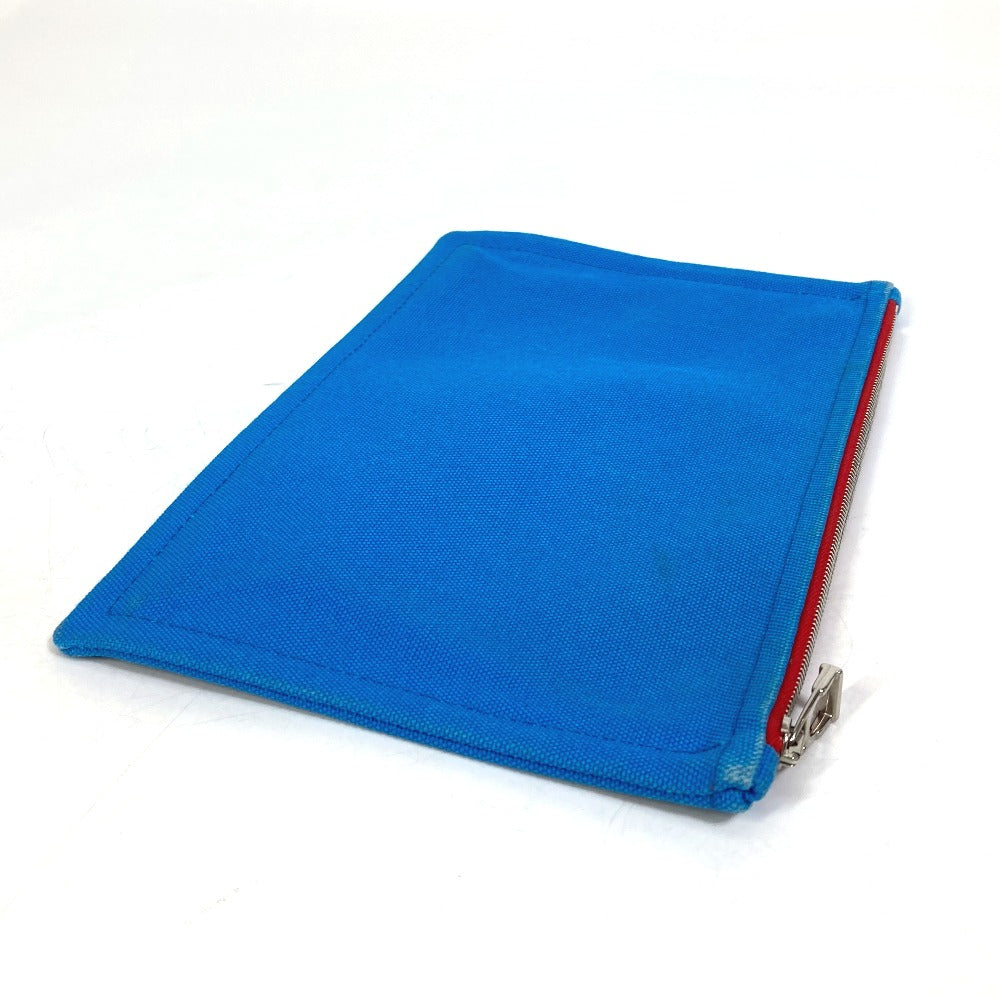 HERMES Pouch canvas Blue x red The King of Cats MITSOU Mitsu Cat Pouch Women Used Authentic