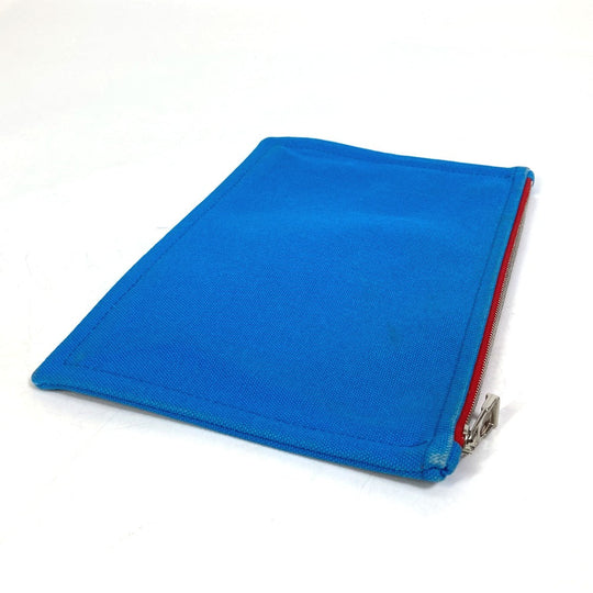 HERMES Pouch canvas Blue x red The King of Cats MITSOU Mitsu Cat Pouch Women Used Authentic