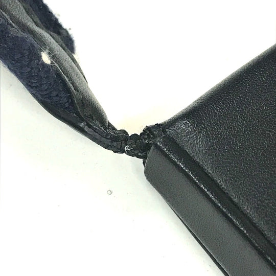 LOEWE Shoulder Bag Leather / canvas black anagram Pouch Women Used Authentic