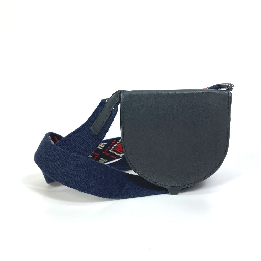 LOEWE Shoulder Bag Leather / canvas black anagram Pouch Women Used Authentic